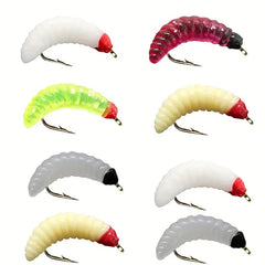 Artificial Maggot Fly Fishing Bait Wet Trout Worm Bait Hook