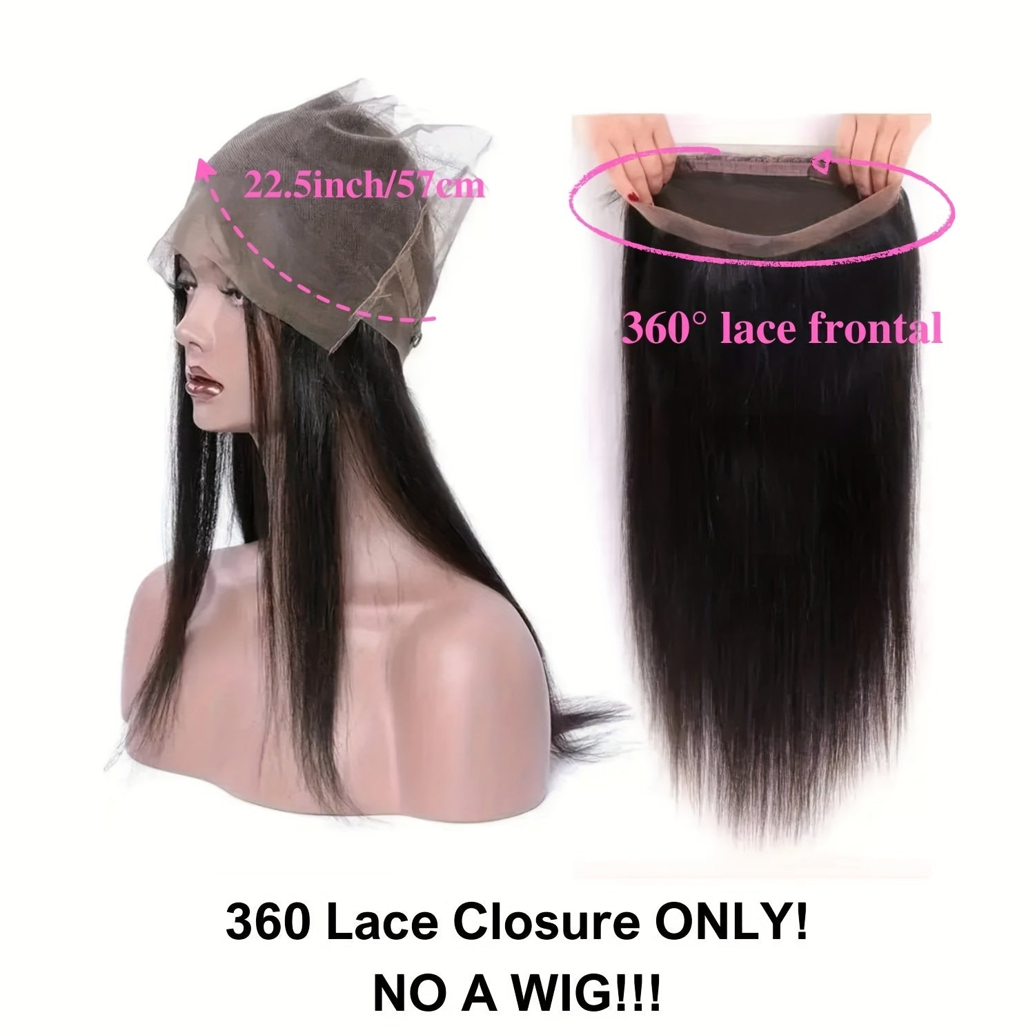 360 Lace Frontal Closure Straight Human Hair HD Transparent Lace