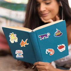 100pcs Waterproof Fruit & Vegetable Vinyl Stickers Mixed Colors