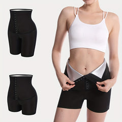 High Waisted Sauna Sweat Shorts for Women 3 Rows of 10 Buttons
