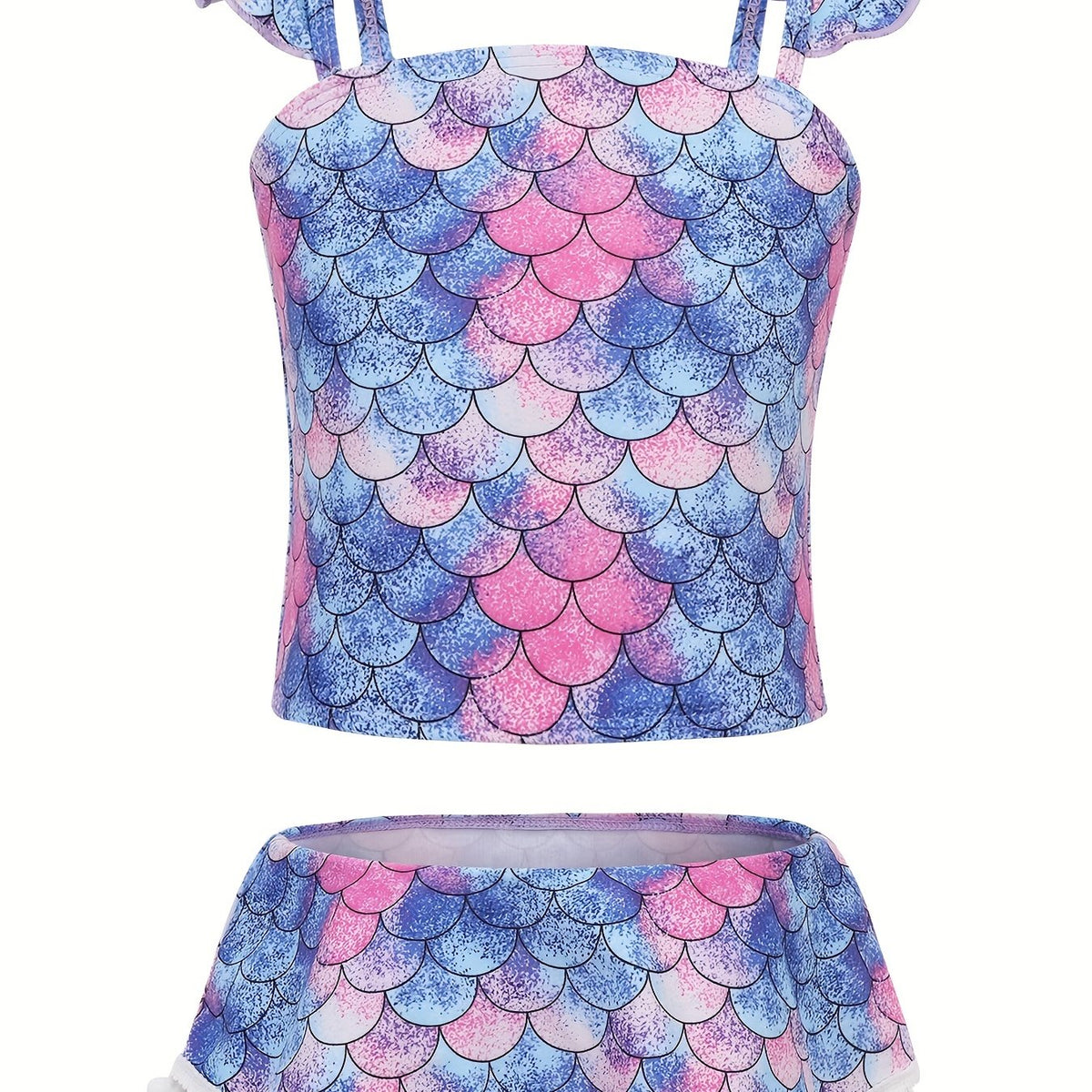 Toddler Girls Bikini Tankini Swimsuit Ruffle Trim Top & Skort Set