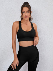 Yoga Sports Set Back Cutout Top & High Waist Slim Leggings Activewear