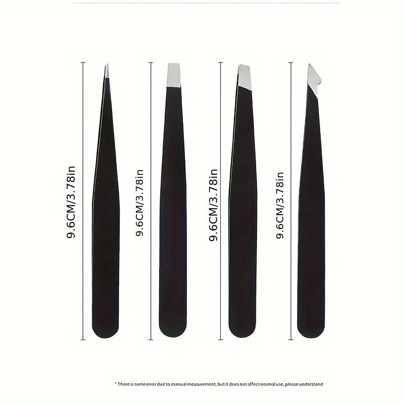 4Pcs Tweezers Set High Precision Ingrown Hair Splinter Facial Hair Removal Tool