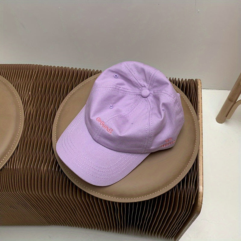 Letter Embroidery Baseball Cap Solid Cotton Sun Hat Adjustable Casual Dad Hats