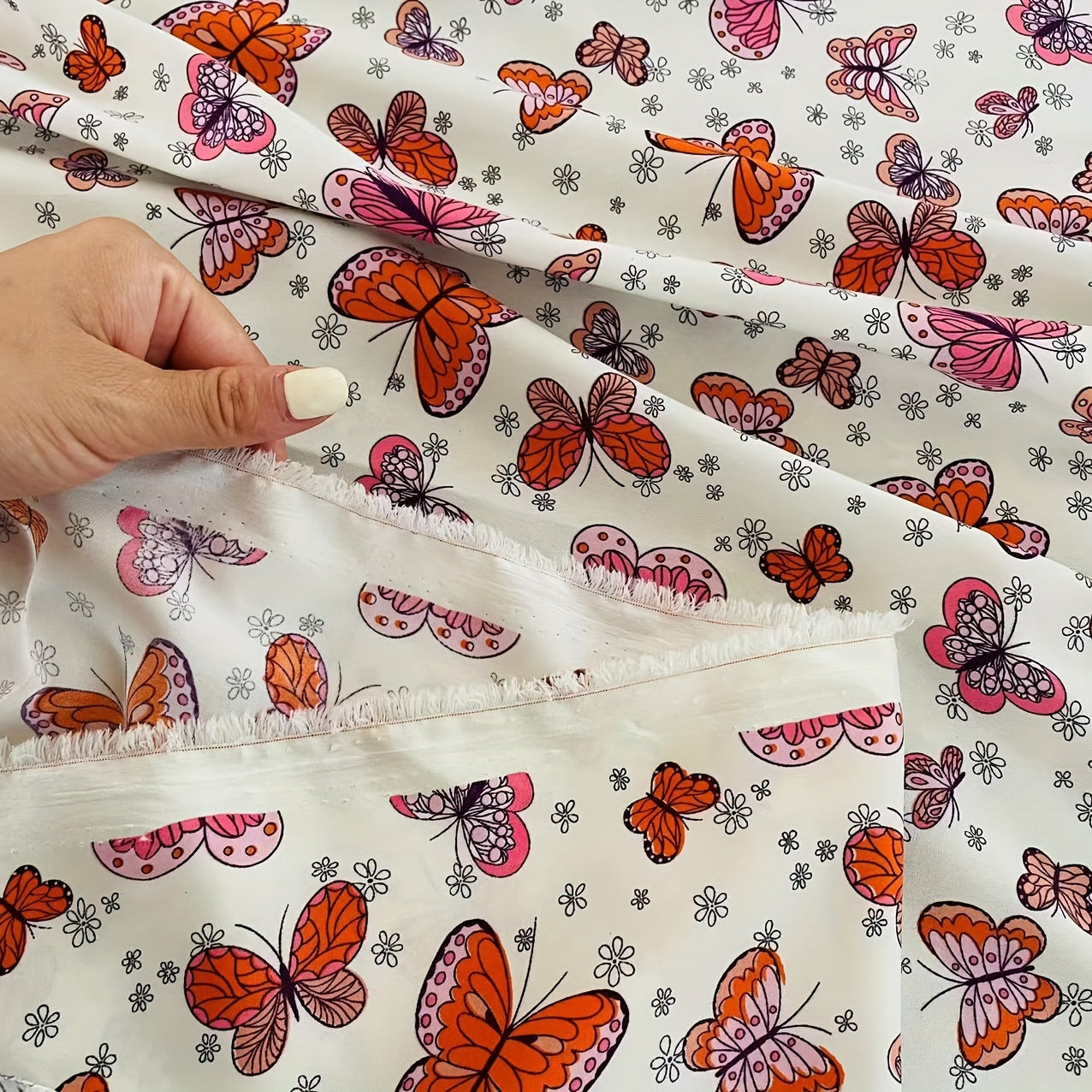1 Yard Red Flower Pattern Fabric DIY Clothing Pants Dress