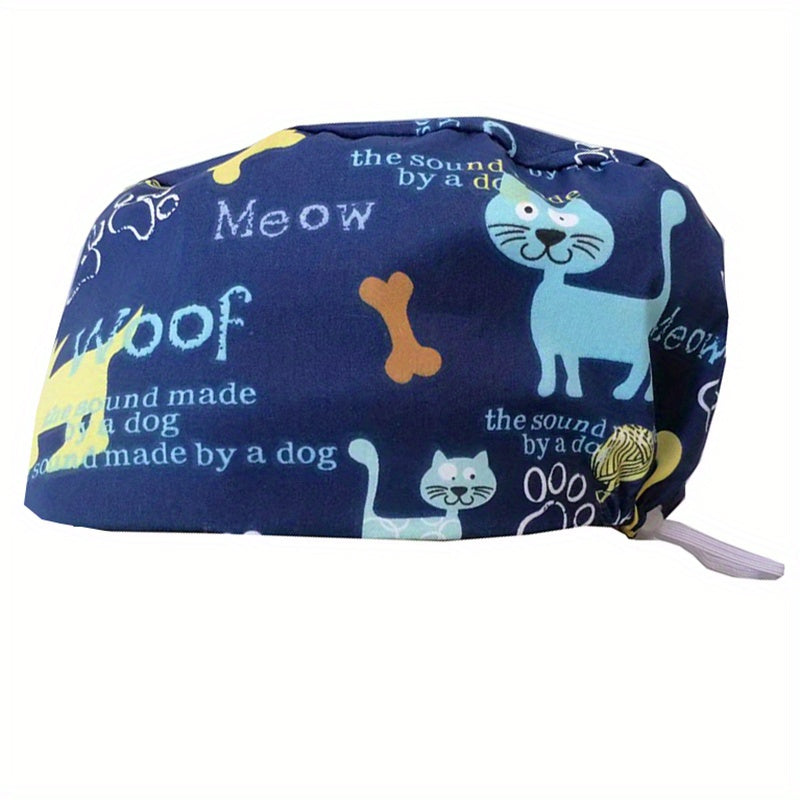 Cartoon Print Work Cap For Men & Women Adjustable Nurse Cap