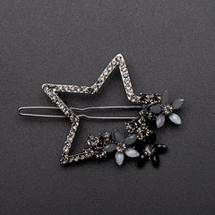 Vintage Rhinestone Star Flower Hair Clip Y2K Barrette Hairpin