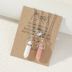 2pcs Couple Natural Stone Crystal Pendant Magnet Necklace Set Gift