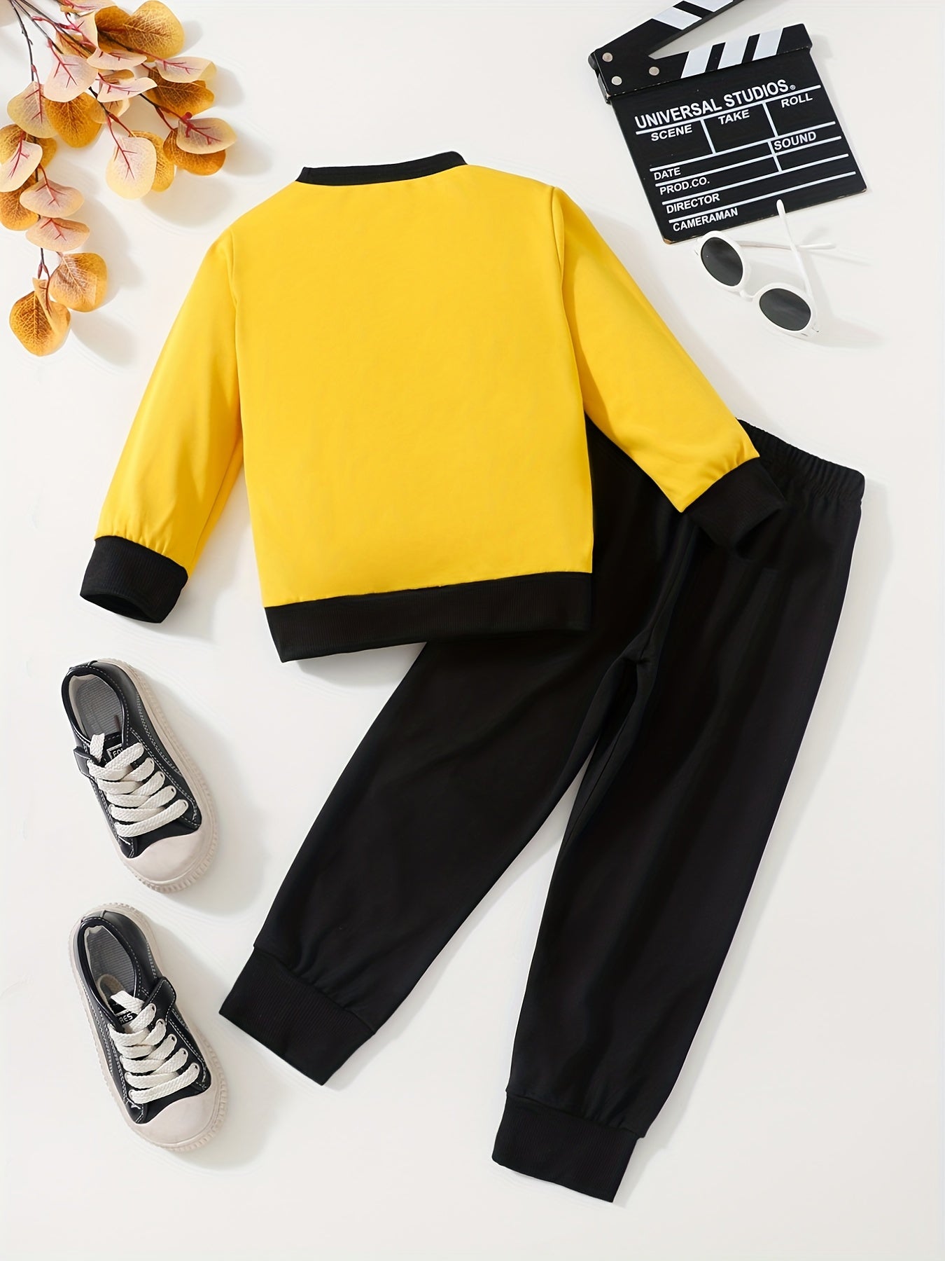2pcs Boys GOOD MOOD Long Sleeve Sweatshirt & Sweatpants Set