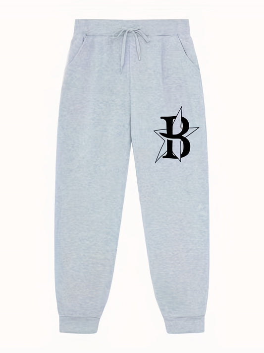 Letter Print Star Pattern Joggers Men's Casual Loose Fit Pants