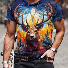 Men's Deer Graphic T-shirt Outdoor 3D Print Tee