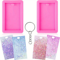 12pcs Rectangle Tag Keychain Silicone Mold Resin Keychain Mold