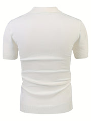 Men's High Stretch Button Up Lapel Polo Shirt