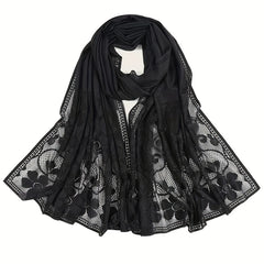 Lace Shawl Solid Jacquard Flower Hollow Cape for Women
