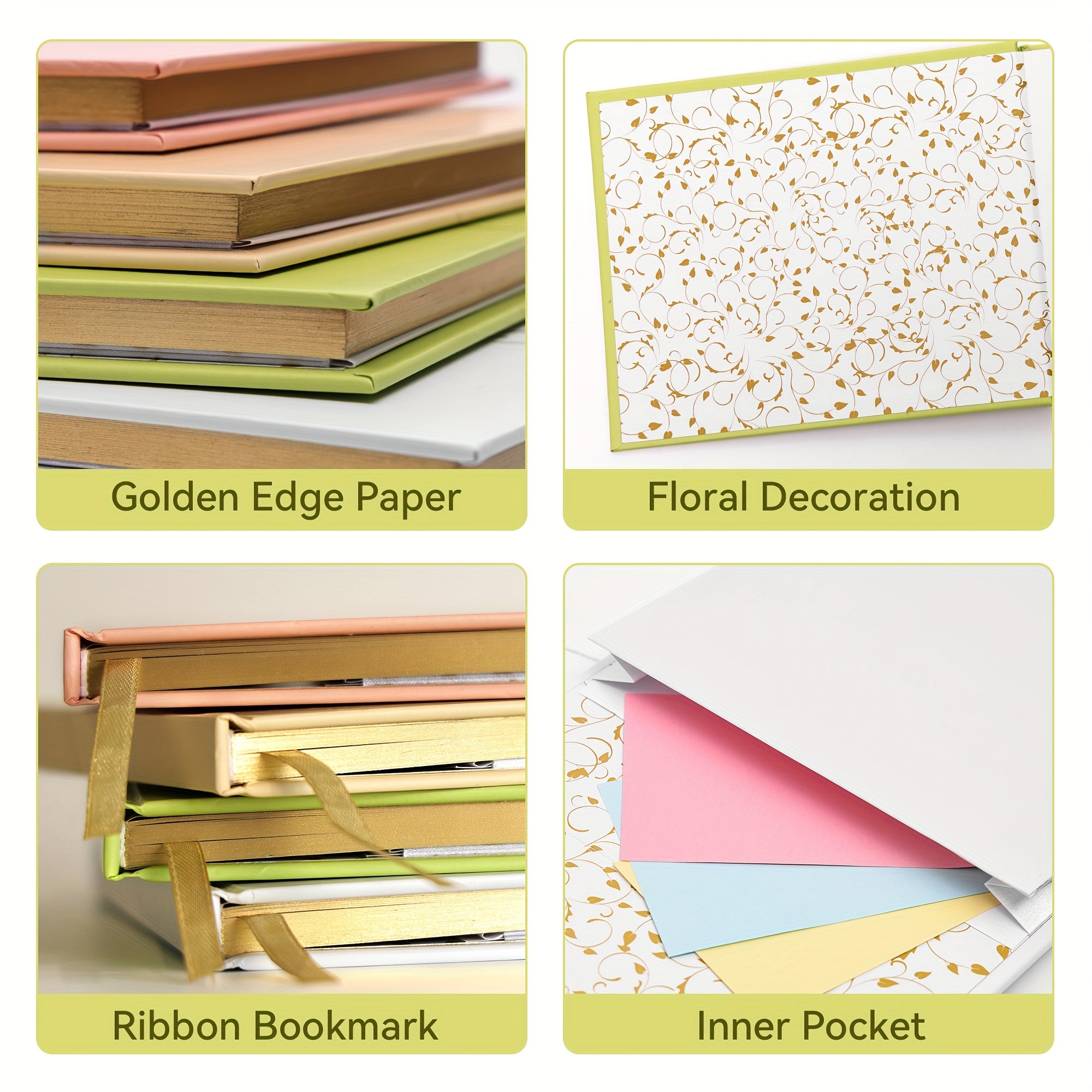 Wedding Guest Book With Pen & Sign Golden Foil Lettering Hardcover Palaroid