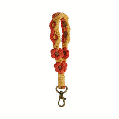 Retro Woven Keychain DIY Flower Daisy Mobile Phone Lanyard