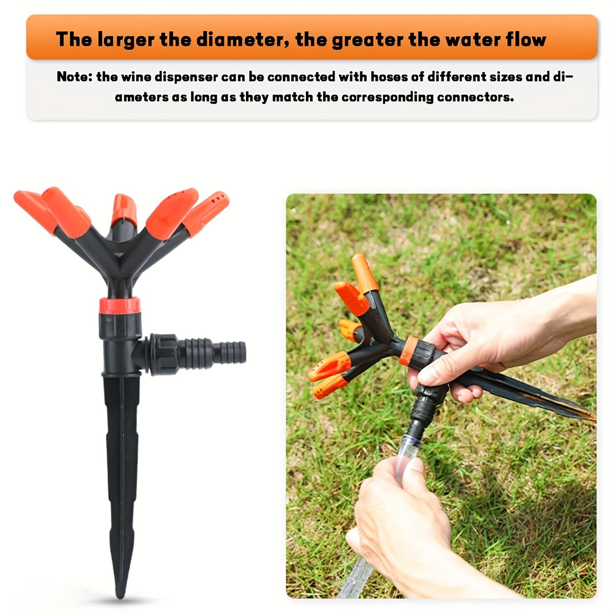 360 Degree Garden Sprinkler Automatic Rotating Sprinkler With Spike