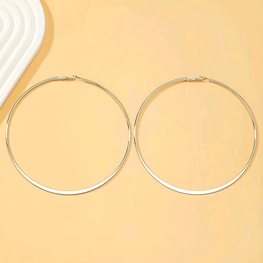 Exaggerated Big Circle Hoop Earrings Retro Hip Hop Style Alloy Jewelry