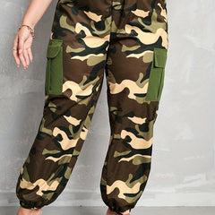 Plus Camo High Waist Belted Joggers