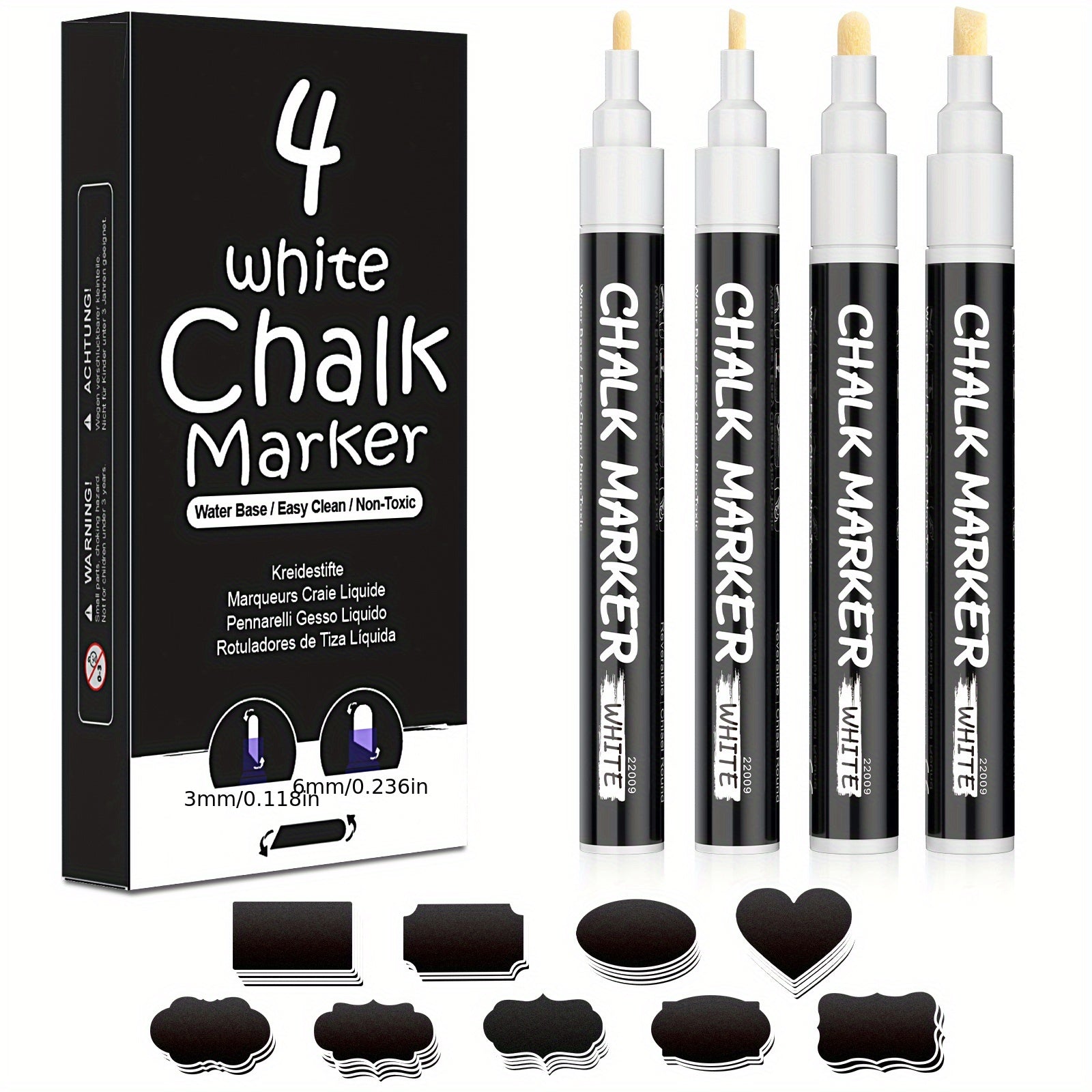 4pcs Chalk Markers Wet & Dry Erase Chalk Pens For Blackboard Chalkboards