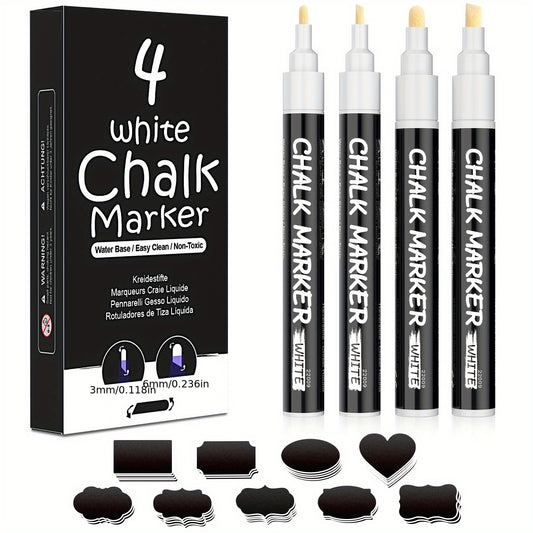 4pcs Chalk Markers Wet & Dry Erase Chalk Pens For Blackboard Chalkboards