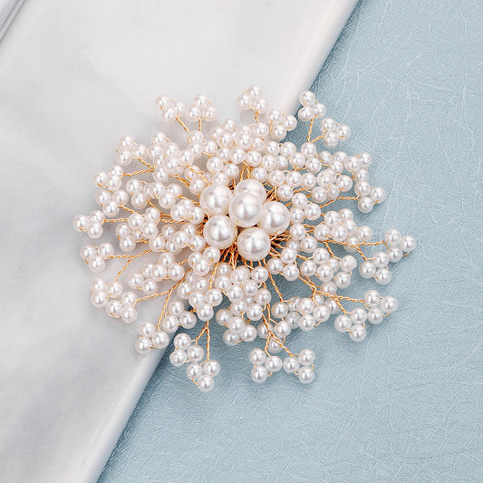 Faux Pearl Flower Brooches Pins Corsage Scarf Clips Safety Pin Vintage Clothing