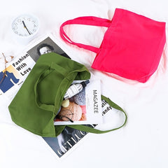 Solid Canvas Tote Bag Casual Shoulder Bag For Work & Shopping