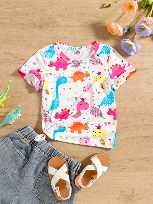 Baby Dinosaur Print Short Sleeve T Shirt