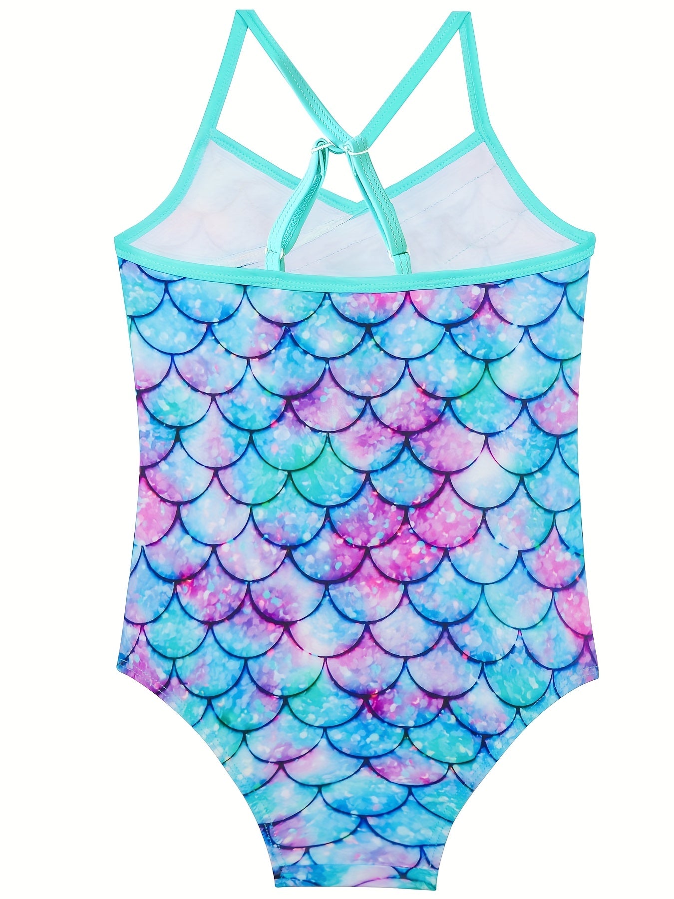 Mermaid Swimsuit with Lotus Leaf Edge and Fish Scale Print