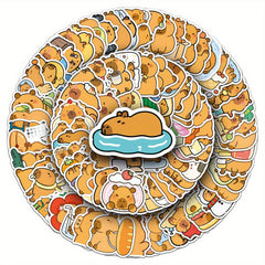 100pcs Capybara Vinyl Stickers for DIY Water Bottles Laptops, Brown, Waterproof