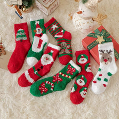 7 Pairs Christmas Print Mid Tube Socks Women's Stockings