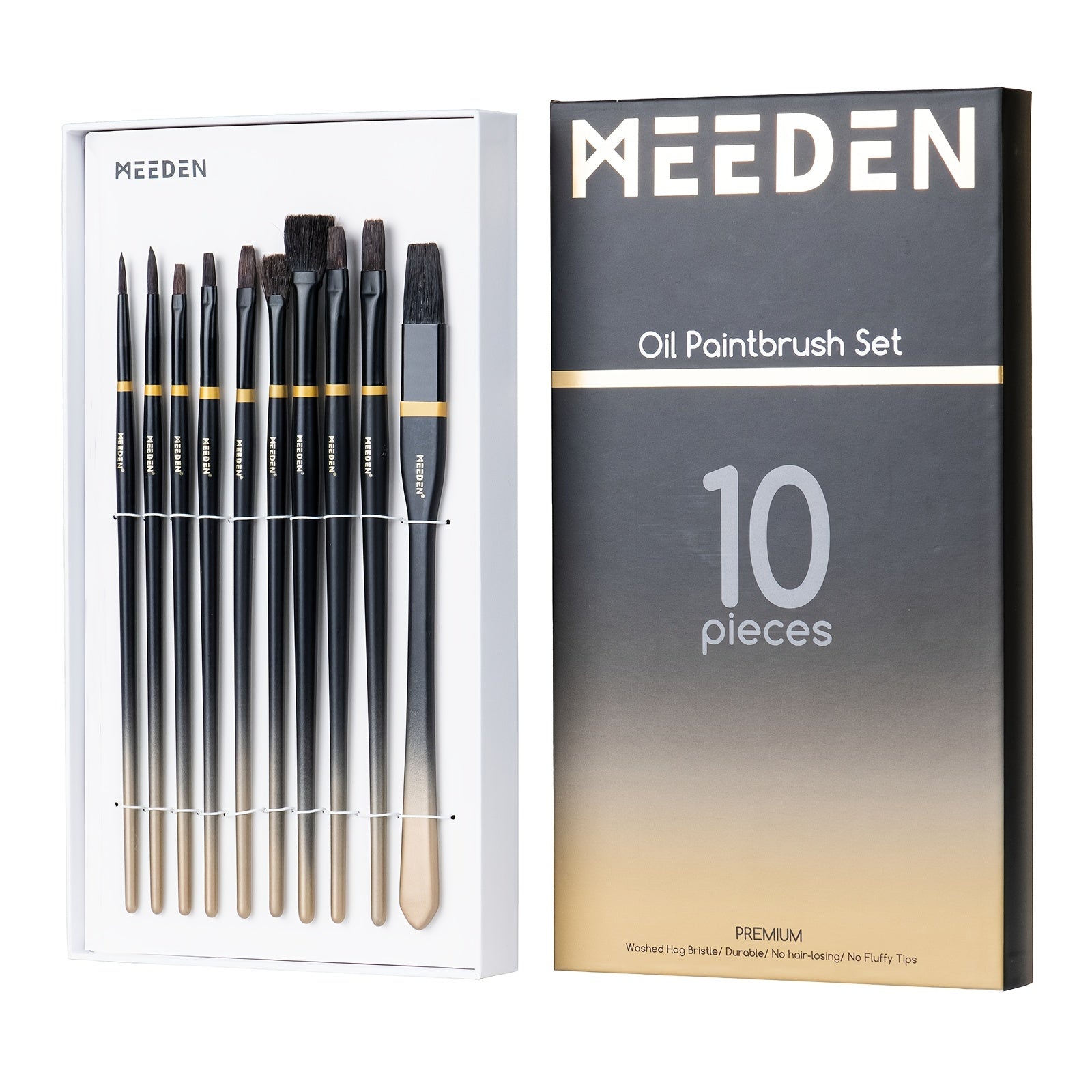 MEEDEN 10 Bristle Paint Brushes Set for Acrylic Painting