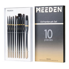 MEEDEN 10 Bristle Paint Brushes Set for Acrylic Painting