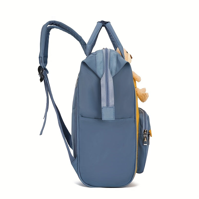 Bear Decor Backpack Cartoon Multifunctional Colorblock Rucksack