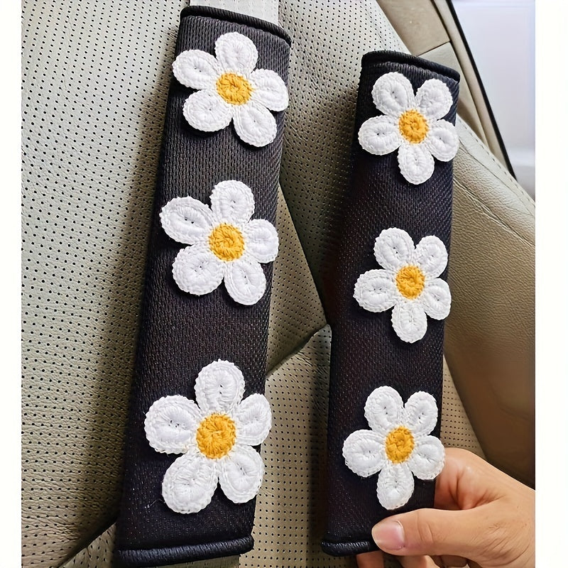 1pc Ice Silk Flower Shoulder Protector Cartoon Car Seat Belt Shoulder Protector