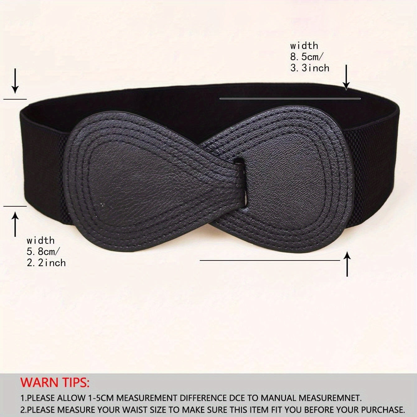 8 shaped Bow Elastic Wide Belt Women's Stretchy Waistband Solid Dress Coat