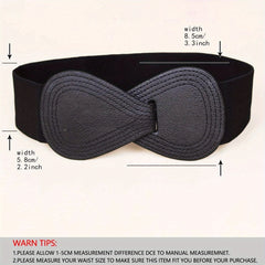 8 shaped Bow Elastic Wide Belt Women's Stretchy Waistband Solid Dress Coat