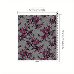 5D Floral Plant Embossed Nail Decals Self Adhesive Nail Stickers