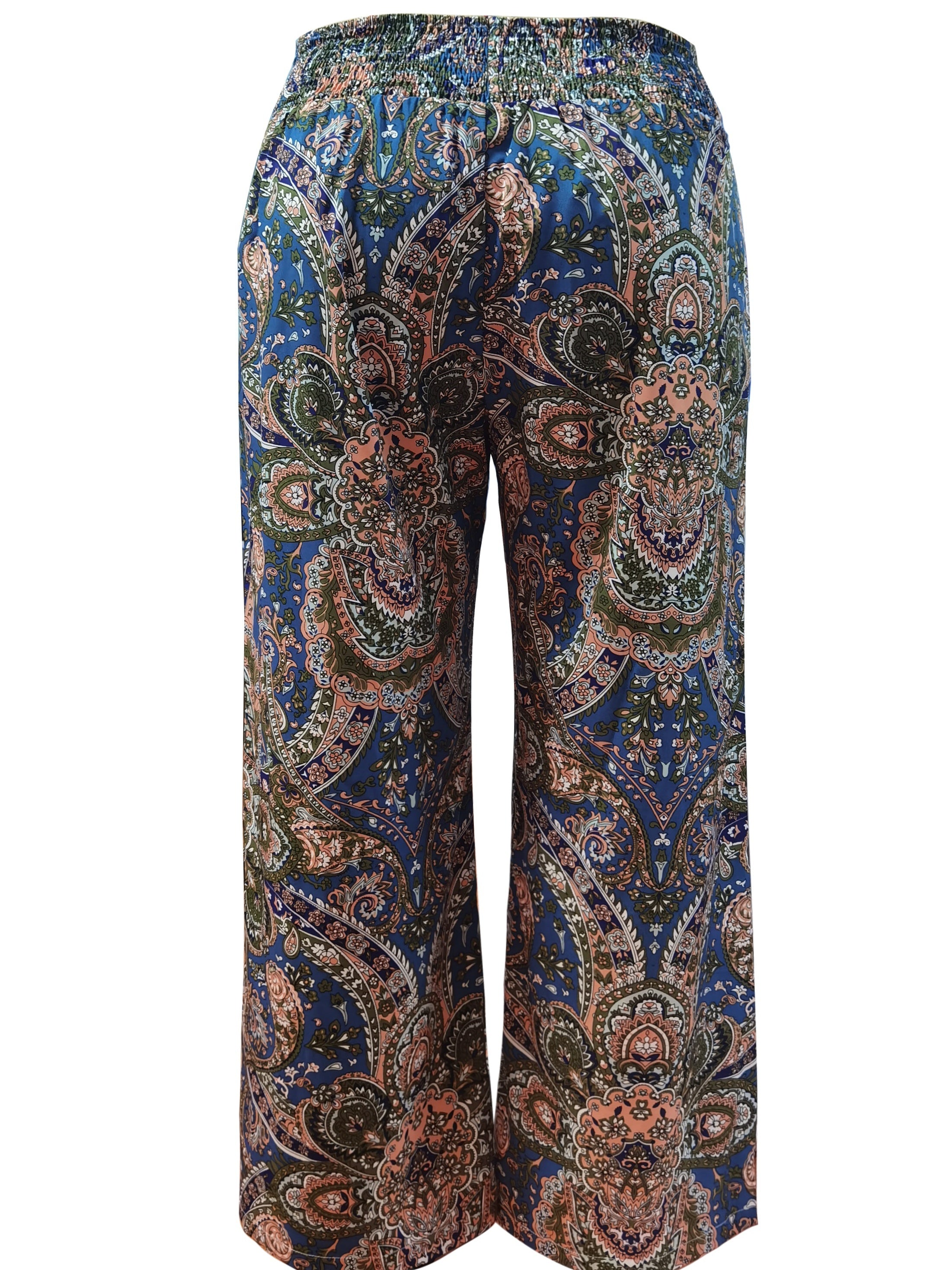  Geometric Print Drawstring Wide Leg Pants
