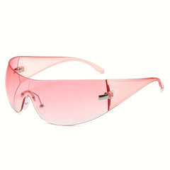 Ombre Lens Sunglasses Sports Hip Hop Style Rimless Eyewear UV Blocking