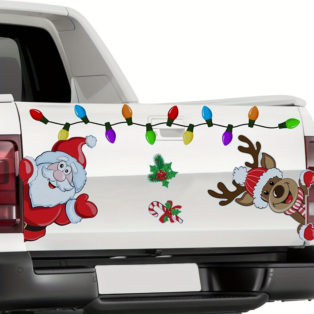 Christmas Magnets Decor Reflective Santa Bulb Car Refrigerator Stickers