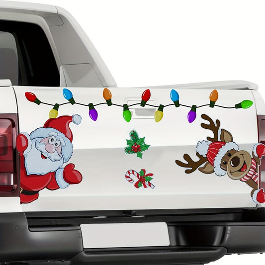 Christmas Magnets Decor Reflective Santa Bulb Car Refrigerator Stickers
