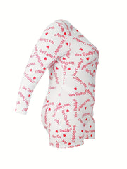  Heart Print Lounge Romper