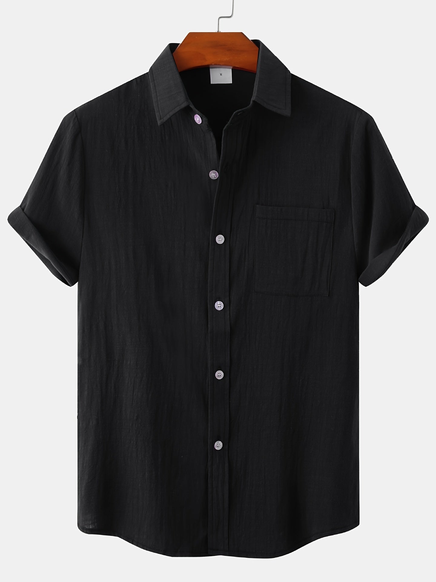 Chinese Style Men's Cotton Linen Shirt Short Sleeve Button