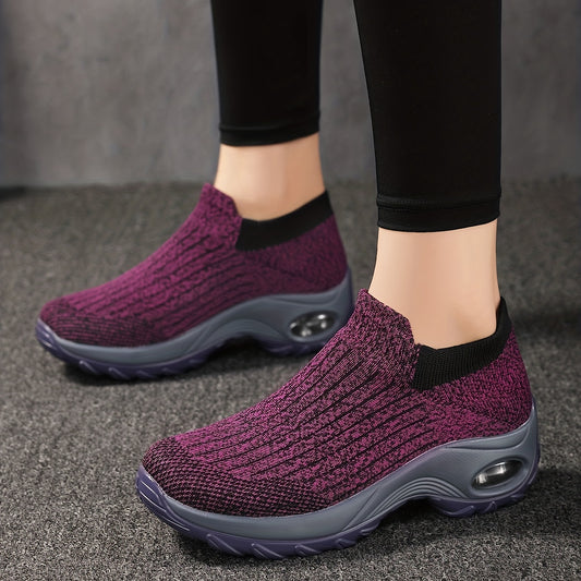 Women's Knit Slip On Sock Sneakers Air Cushion Shoes