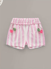 Summer Boho Tassle Stripe Shorts, Elastic Waist