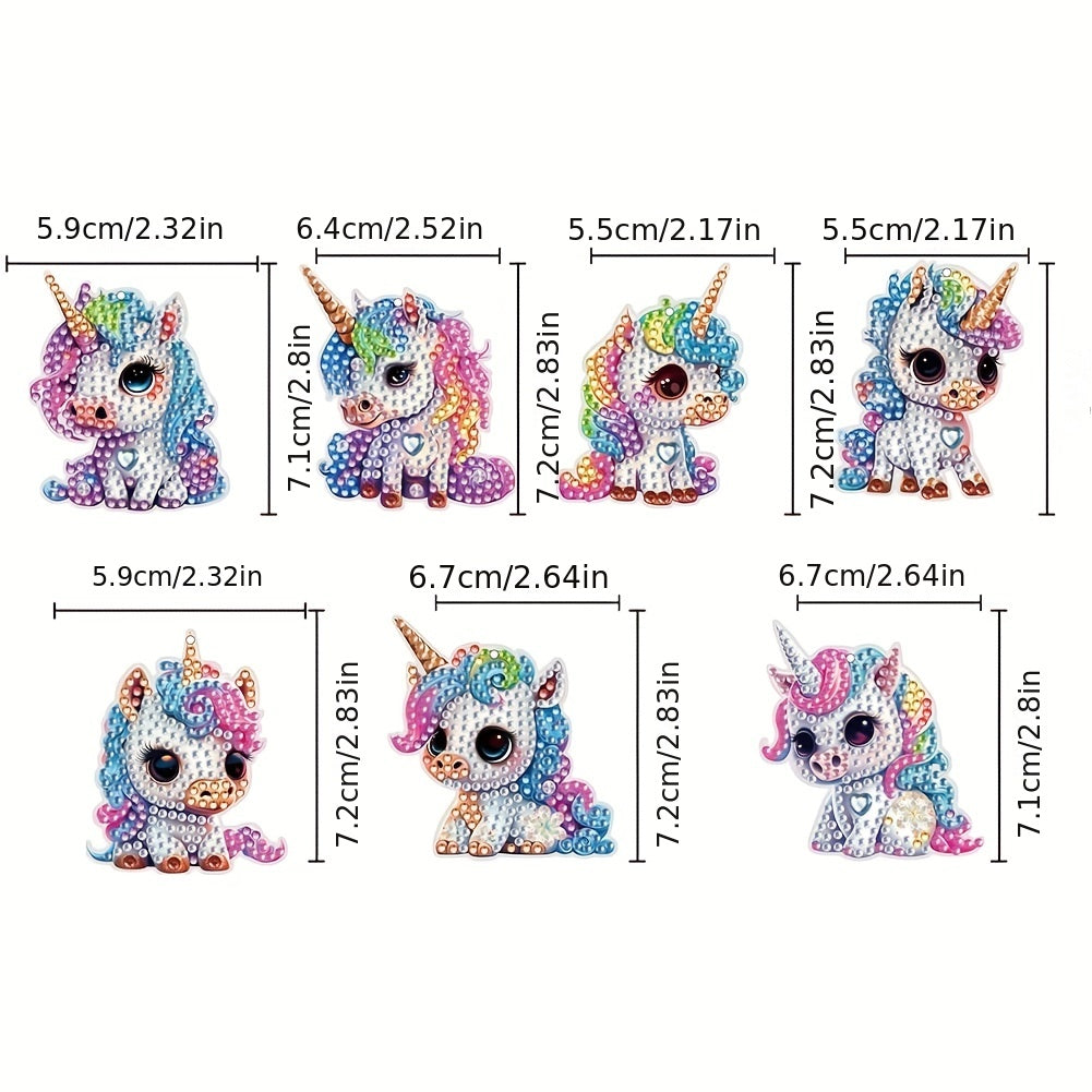 7pcs Unicorn 5D Diamond Painting Keychain Set
