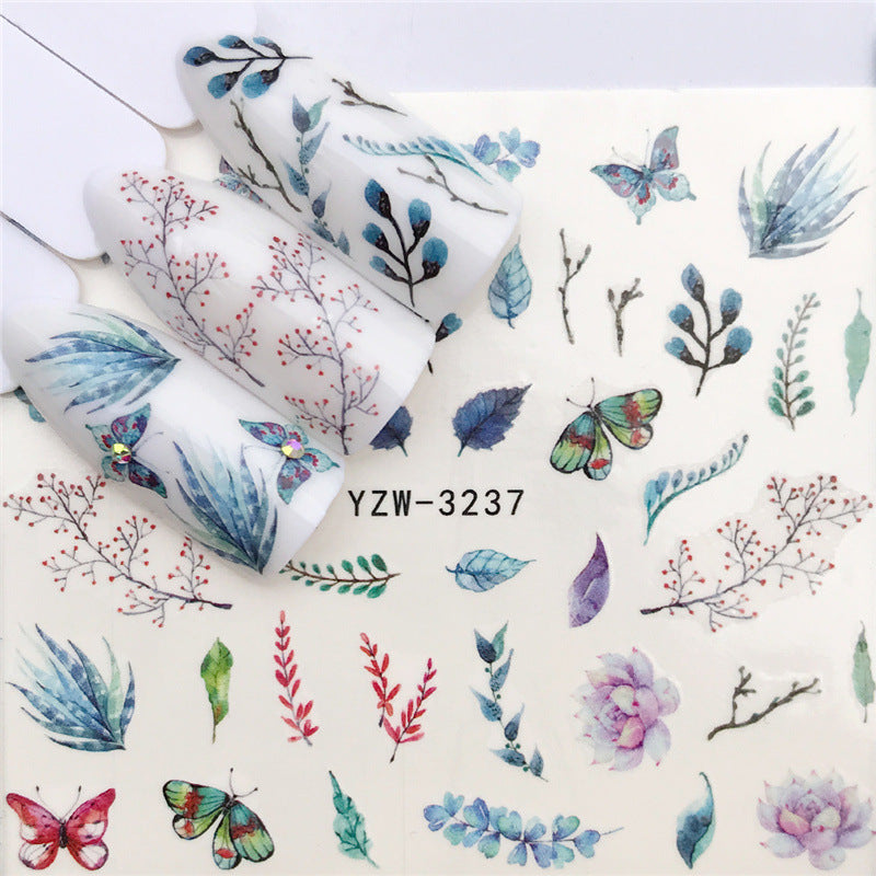 Floral Spring Summer Nail Art Decals Tulips Fern Stickers