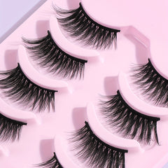 5 Pairs Thick Half Eye Lashes Wispy Fluffy False Eyelashes with Tools