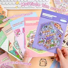 46pcs Landscape Sticker Collection 3D Villa Scene Stickers DIY Puzzle Toy
